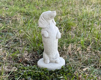 Daschund Statue Concrete Dog Figurine Realistic Daschund Stone Sculpture Outdoor Yard Ornament Detailed Puppy Garden Backyard Statuary