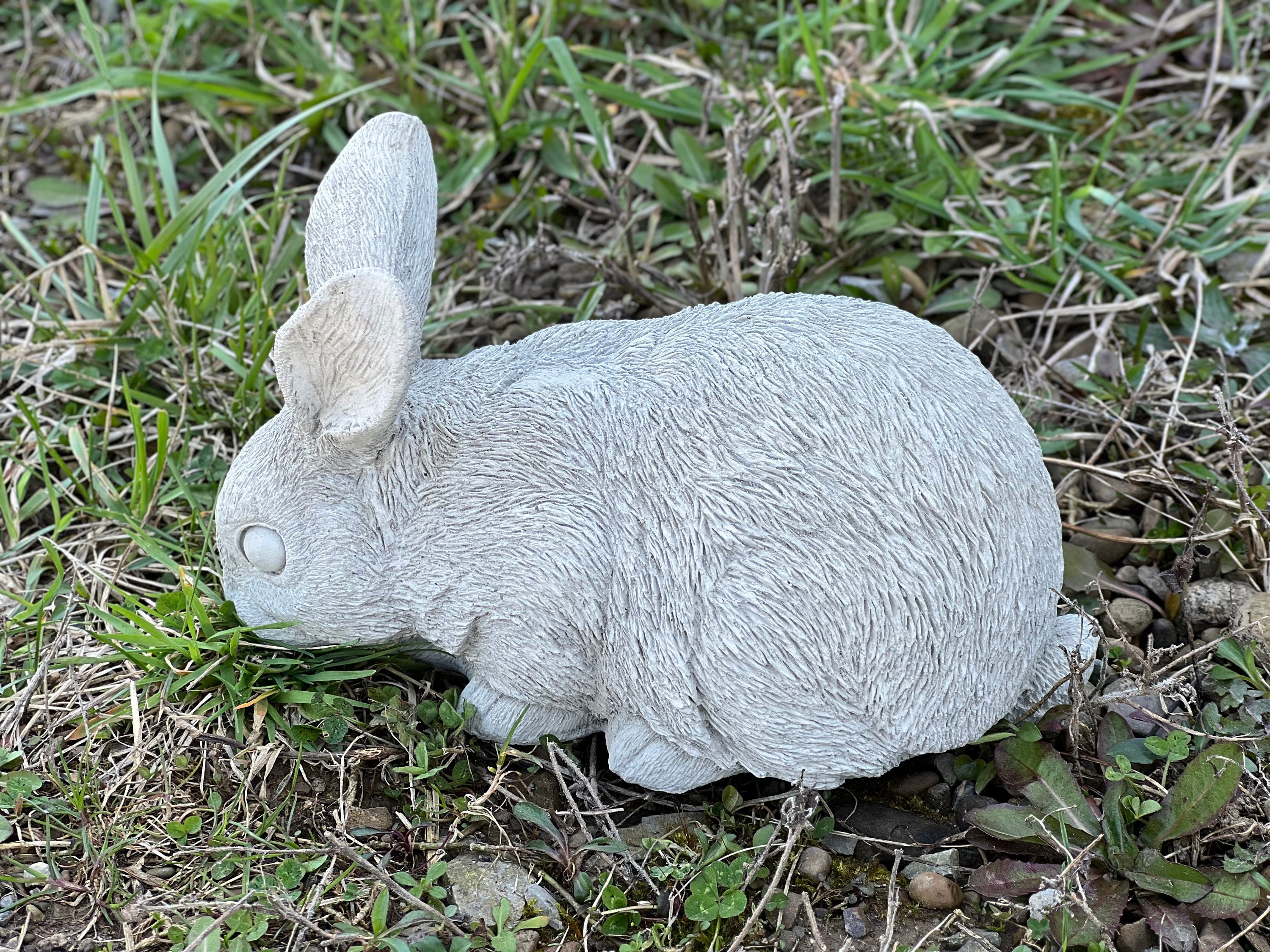 Stone Rabbit Statues Stone Bunny Sculpture Garden Rabbit Statue Concrete Hare Lawn Ornament ...