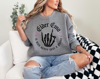 Bluza z okrągłym dekoltem Elder Emo: Sweter w alternatywnym stylu