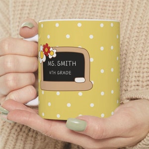 Personalized Teacher Ceramic Mug, Custom Name Coffee Cup, Teacher Appreciation Gift, School Staff Present, Classroom Decor, Teacher Mug