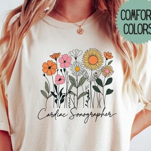 Cardiac Sonographer Shirt, Medical Sonographer Tee, Echo Tech Shirt, Ultrasound Technician Top, Gift For Her, Floral Shirt, Spring Summer