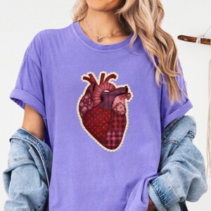-shirt coeur anatomique patchwork | Chemise vintage de cardiologie médicale médicale