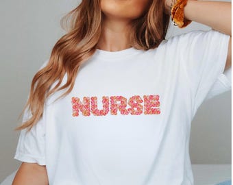 Floral Nurse T-Shirt | Gift for Nurses | Healthcare Appreciation Shirt, Medical Themed Tee, Nurse Week Gift