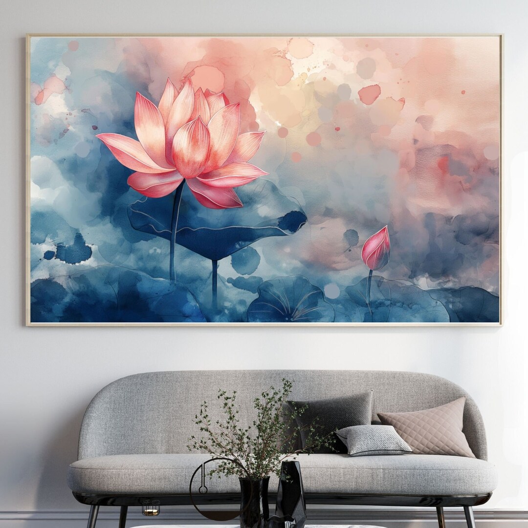 Watercolor Lotus Flower Art Print – Calming Floral Wall Decor (digital ...