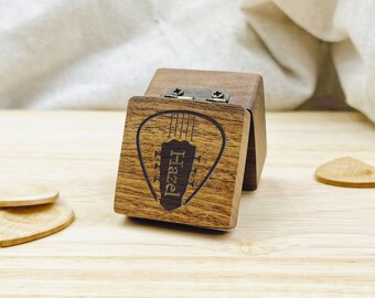 Custom engraved guitar pick box, Personalized guitar pick holder, Guitar player gift, Gift for Guitarist, Gift for Him, Father's Day Gift