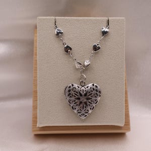 Silver Heart Locket Necklace, Stainless Steel Heart Locket, Heart Photo Locket, Heart Picture Locket, Dainty Locket, Heart Chain Locket