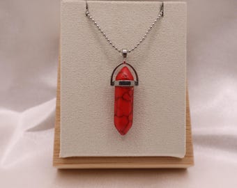 Red Jasper Crystal Pendant Necklace, Red Jasper Crystal Necklace, Natural Stone Necklace, Unisex Gift, Crystal Necklace, Gift for Her