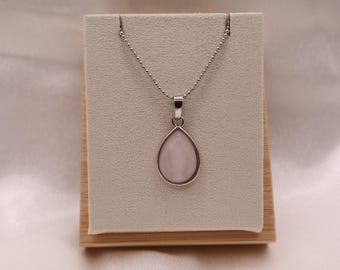 Moonstone Necklace, Oval Gemstone Pendant Gold Stainless Steel Necklace, Real Natural Crystal Necklace ,Meaningful Gift, Gift For Her