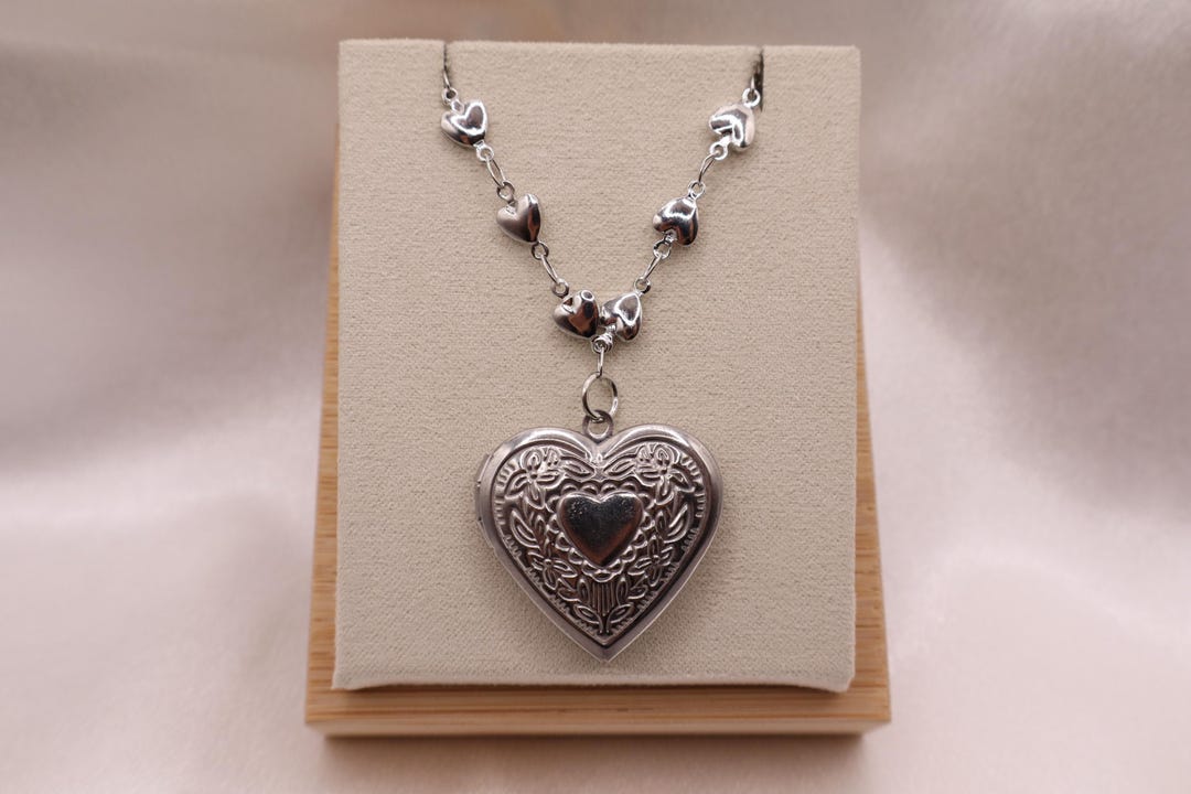 Locket Vintage Heart Necklace, Vintage Heart Locket, Heart