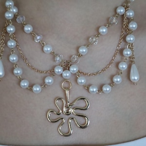 Fairycore Pearl Choker Necklace, Angelcore Necklace, Aesthetic Necklace, Cottagecore Necklace, Coquette Girly Necklace, Gift for Her