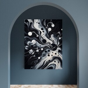 Abstract Black and White Paint Ink Canvas - Home Decor - Interior Design - Wall Art