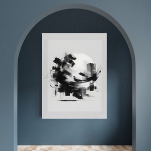 Abstract Black and White Paint Ink Canvas - Home Decor - Interior Design - Wall Art