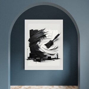 Abstract Black and White Ink Design Canvas - Home Decor - Interior Design - Wall Art