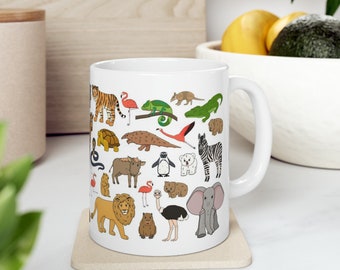 Fun Animals Colorful Pattern Coffee Mug, 11oz