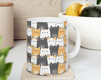 Cute Kittens Cartoon Pattern Coffee Mug, 11oz