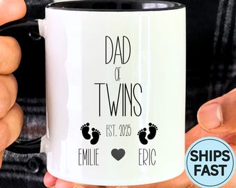 Personalized Dad Of Twins Mug, Father's Day Gift, Dad Of 2 Gift, Fathers Day Gift From Son Daughter Wife, Kids Name on Mug Custom Gift C1026