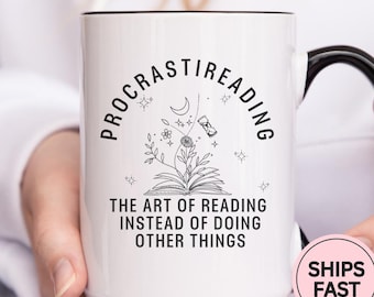 Funny Reading Mug, Gift For Book Lover, Book Reader Gift, Cute Book Cup, Gift For Librarian, Book Reading Teacher Gift, ProcrastireaderC1083