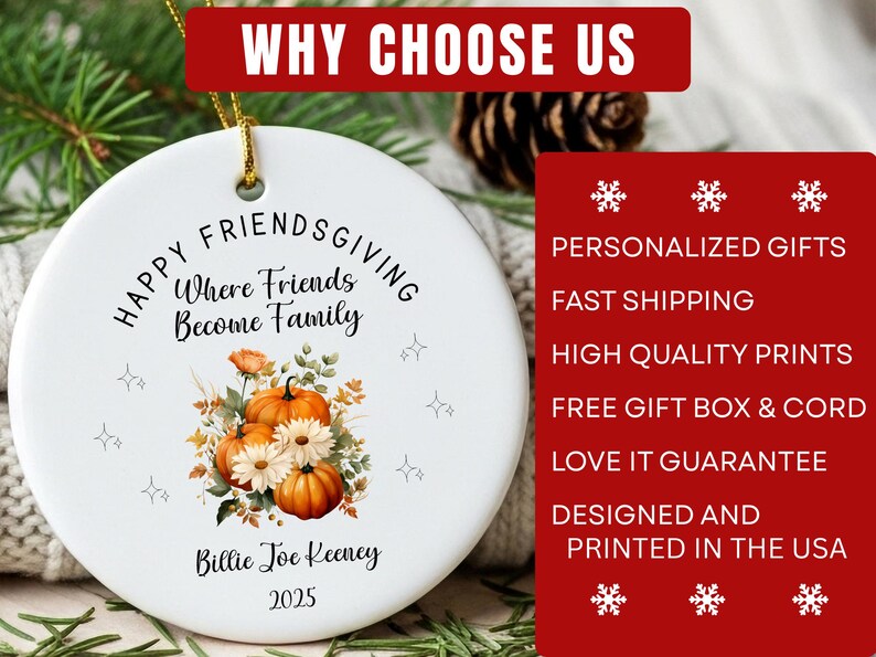 Friendsgiving Ornament, Personalized Ornament For Best Friend, Custom Friendship Gift Ornament For Friends, Bestie Gift, BFF Gift, ON446 afbeelding 6