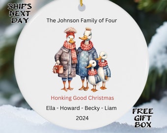 Family Of Four Christmas Ornament, Personalized Family Of 4 Ornament, Custom Family Keepsake, Cute Duck Family Ornament, ON188
