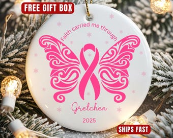 Cancer Survivor Ornament, Custom Cancer Survivor Christmas Ornament Cancer Warrior The Year I Beat Cancer Ornament Cancer Keepsake ON1036