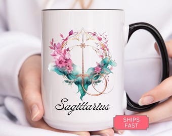 Sagittarius Zodiac Coffee Mug, Zodiac Sign Cup, Adventurous Travel Lover Sag Gift C1139