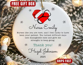 Nurse Thank You Ornament, Custom Nurse Appreciation Christmas Ornament Personalized Nurse Thank You Ornament Gift for Nurse Thank You ON1012