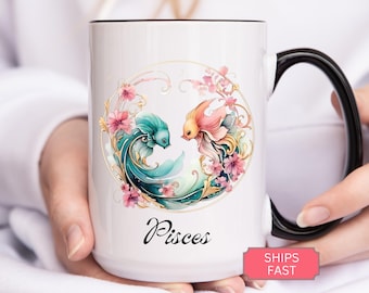 Pisces Coffee Mug, Pisces Zodiac Sign Cup for Friend, Dreamy Astrology Gift C1138