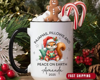 Christmas Squirrel Mug, Winter Coffee Cup, Gift for Squirrel Lover C1131