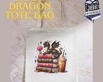 Coffee and Book Dragon Cotton Tote