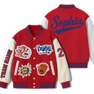 Personalized Varsity Baseball Jacket: Custom Name, Team, Number