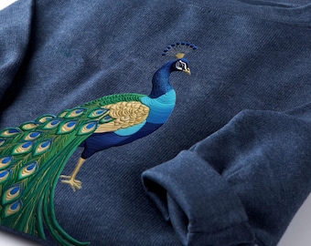 Embroidered Peacock Sweatshirt, Animal Crewneck, Embroidered Crewneck, Valentines Lover Sweatshirt, Cute Crewneck, Cute Outfit, Animals
