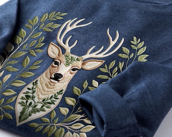Embroidered Deer Sweatshirt, Animal Crewneck, Embroidered Crewneck, Valentines Lover Sweatshirt, Cute Crewneck, Cute Outfit, Animal