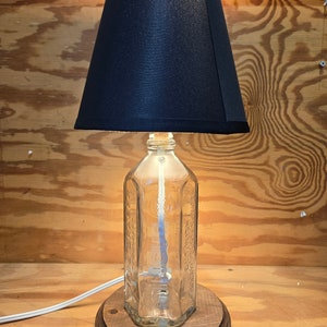 Tin Cup Table Top Lamp, Liquor bottle lamp, Rye Whiskey lamp, Man Cave Light lamp shade included