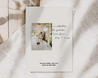 Modern Class of 2026 Graduation Invitation Template | Editable Photo Grad Invite Canva | College High School Senior Digital Download