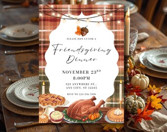 Friendsgiving Invitation Fall Party Invite Friendsgiving Invitation Digital Friendsgiving dinner Invite Canva Template