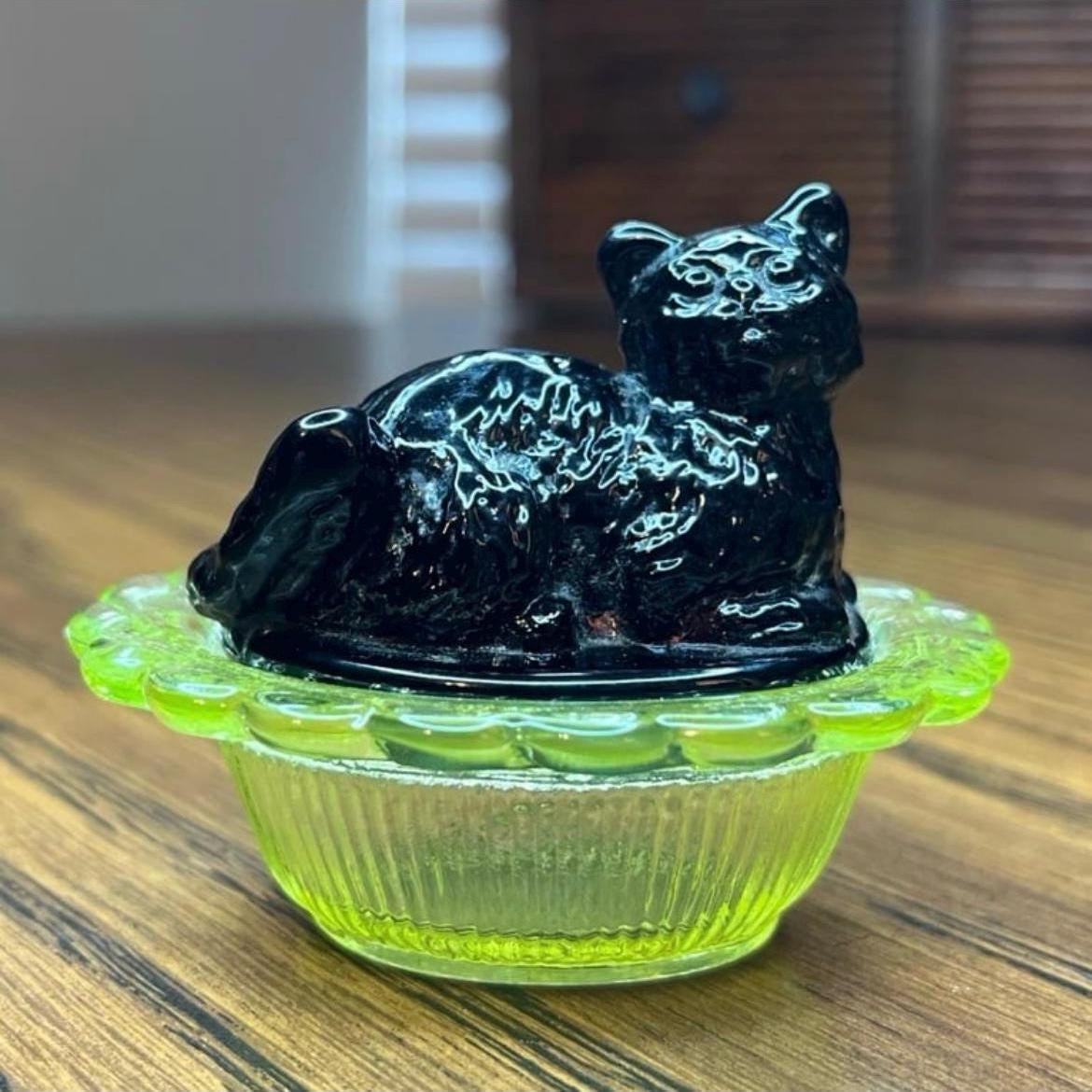 Mosser Glass Uranium Cat on Nest Salt - Etsy