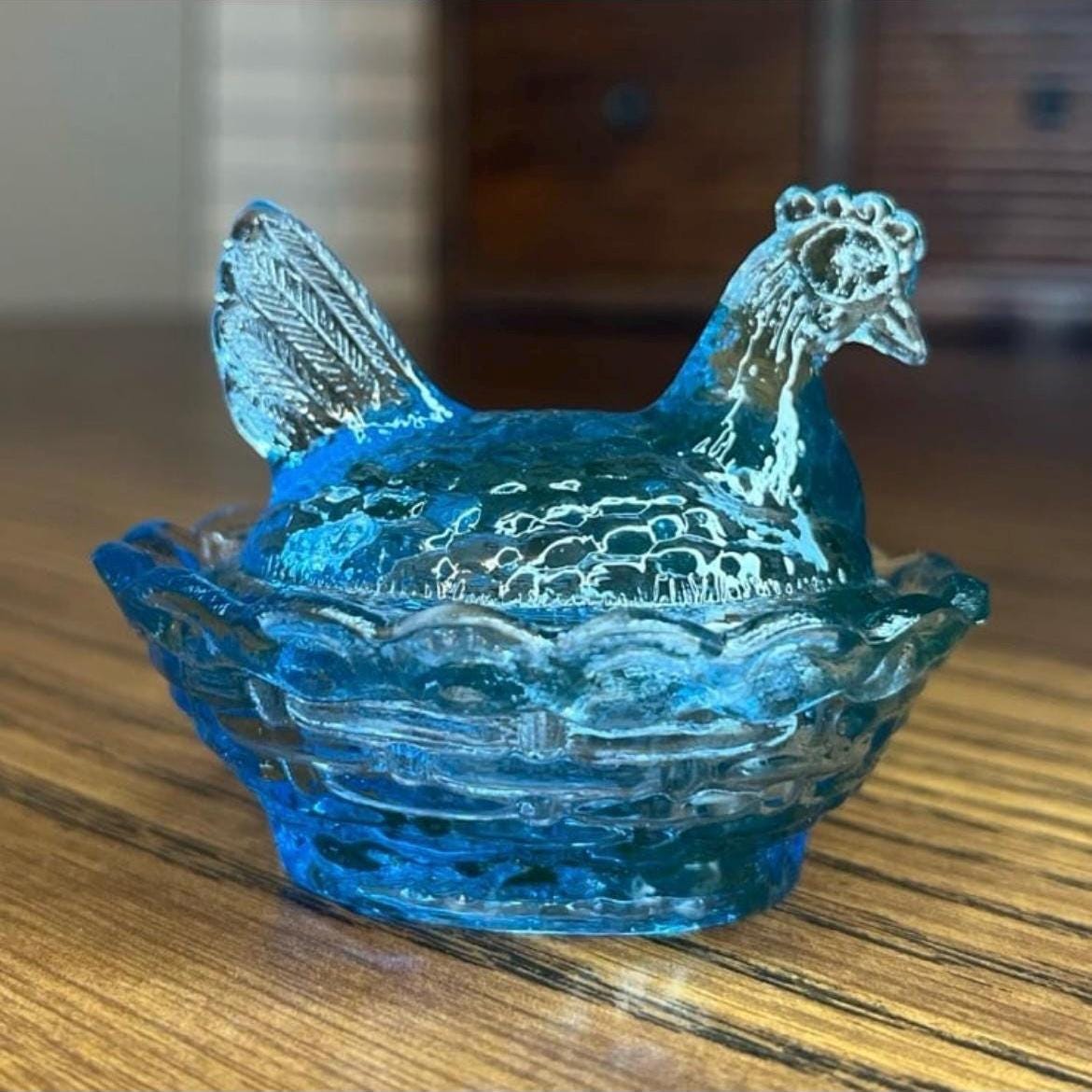 レア物☆FLAKE ☆スノーフレーク Indiana Glass4セット Boyd Glass #49 Blue Uranium Hen on Nest - Etsy