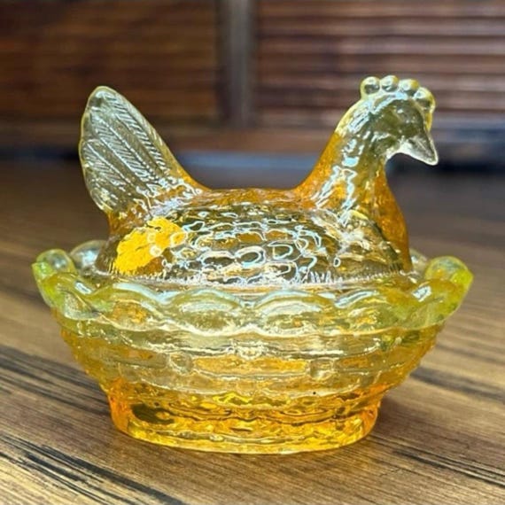 Boyd Glass Golden Delight Uranium Hen on Nest #42 - Etsy
