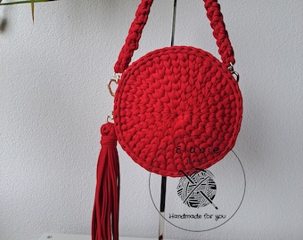 Ronde tas, handgemaakt, gehaakte tas, cadeau-idee, Moederdagherinnering, boho tas