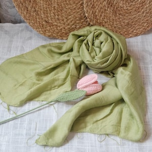 Handwoven Linen Silk Scarf – Lightweight, Hand-Dyed Shawl | Gift for Her, Mom, Grandma