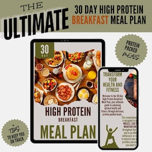 30 Day High Protein Recipe Meal Plan Book | Healthy Weight Loss & Muscle Building Guide Easy Meal Prep | Nutrition Guide | Breakfast Meals