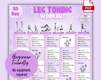 30-Day Leg Toning Workout: No Equipment Home Fitness (Digital Download)