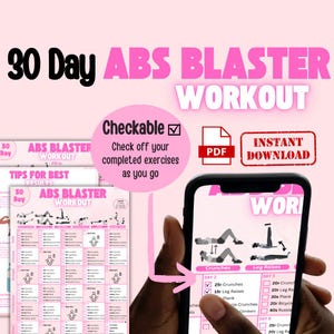 30 Day ABS Workout | Guide for Toning and Sculpting Core Tracker | No Equipment Home Friendly Fitness Planner | Gym Exercises for Belly Fat