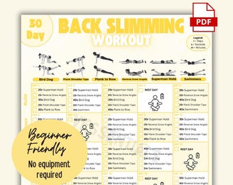 30-Day Back Slimming Workout Plan: At-Home Toning (Printable PDF)