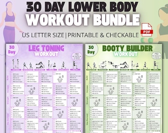 Pacchetto di allenamento per gambe e glutei da 30 giorni, sfida per tonificare la parte inferiore del corpo, esercizi per scolpire glutei e cosce a casa, PDF di fitness