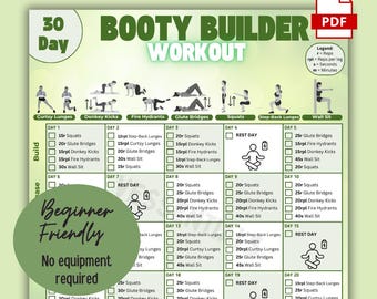 Programme d'entraînement de 30 jours sans équipement pour les fesses | Guide des fessiers pour tonifier, raffermir et renforcer | Planificateur de remise en forme convivial pour la maison | Exercices de gym pour les fesses