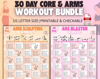 Programme groupé d'exercices pour les abdominaux et les bras de 30 jours, défi Perte de graisse du ventre, ventre plat et bras sculptés, fitness à domicile PDF
