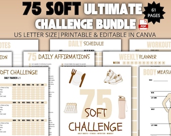 75 Soft Challenge, suivi des habitudes de vie, journal imprimable et modifiable beige
