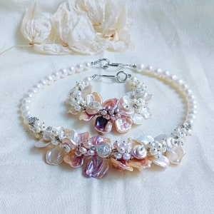 Multicolor Baroque Pearls Necklace&Bracelet Set,Rare Color,Natural Freshwater Pearls,Gift for Her.