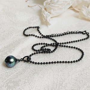 Natural Aubergine Peacock Tahitian Pearl Pendant | Adjustable length| Gold Plated over Sterling Silver S925